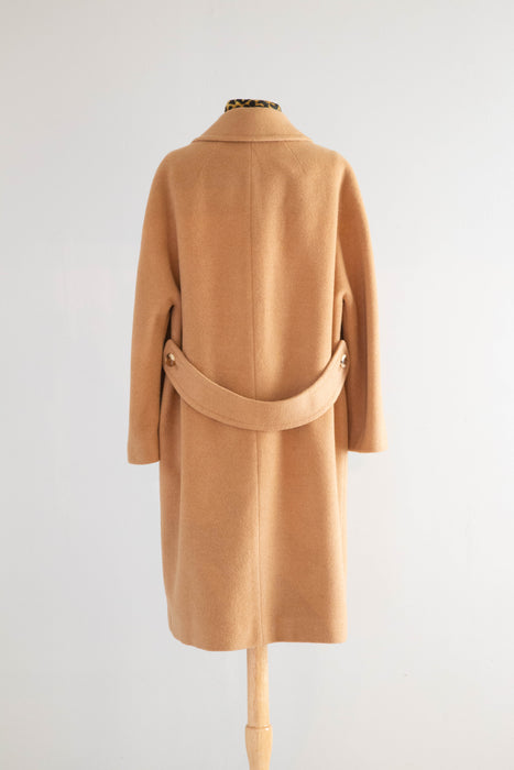 Impeccable 1960's Camel Hair Longline Ladies Coat / ML