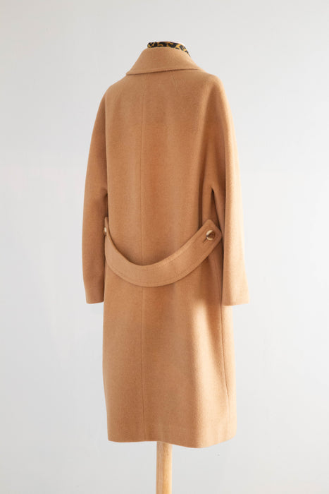 Impeccable 1960's Camel Hair Longline Ladies Coat / ML