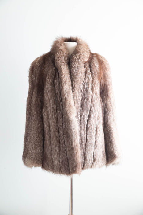 Glamorous 1930's Inspired Fox Fur Chubby Jacket By Edward Hamilton / M