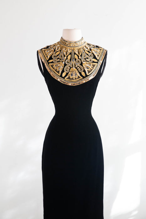 Stunning 1960's Mr.Blackwell Custom Velvet Evening Gown / SM