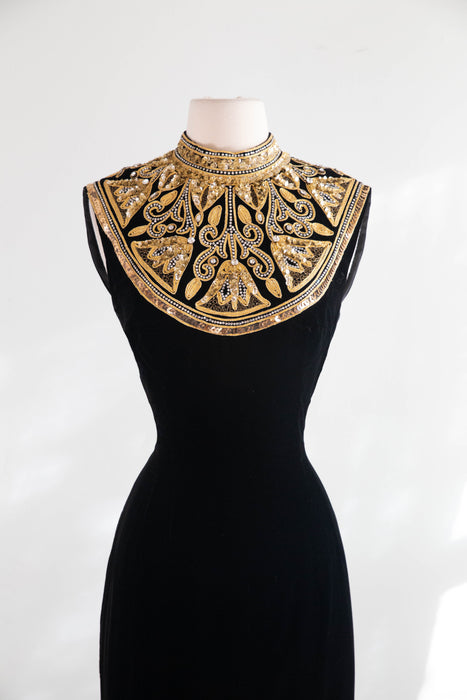 Stunning 1960's Mr.Blackwell Custom Velvet Evening Gown / SM