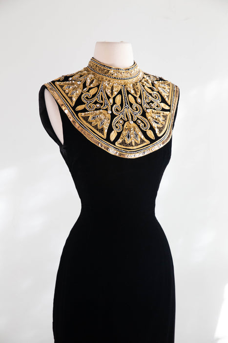 Stunning 1960's Mr.Blackwell Custom Velvet Evening Gown / SM