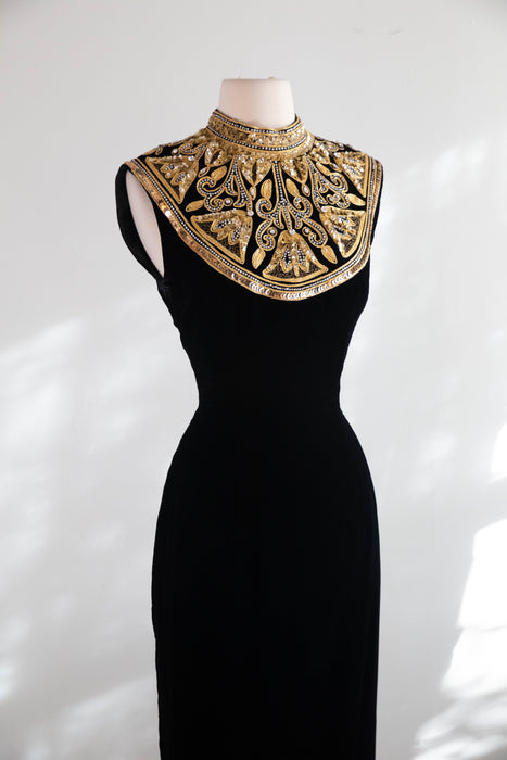 Stunning 1960's Mr.Blackwell Custom Velvet Evening Gown / SM