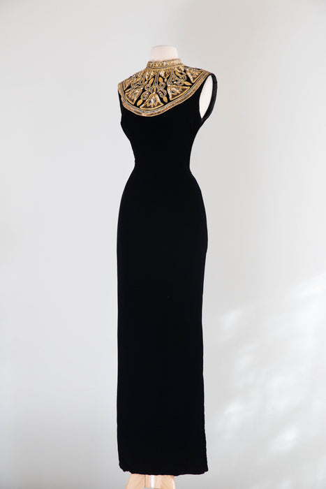 Stunning 1960's Mr.Blackwell Custom Velvet Evening Gown / SM