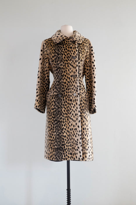 Iconic 1960's Faux Cheetah Print Ladies Coat From Woolf Brothers  / ML