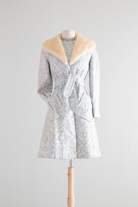 Fabulous 1960's Lily Of The Valley Silver Brocade Dress & Matching Jacket Set / SM