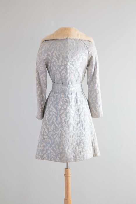 Fabulous 1960's Lily Of The Valley Silver Brocade Dress & Matching Jacket Set / SM