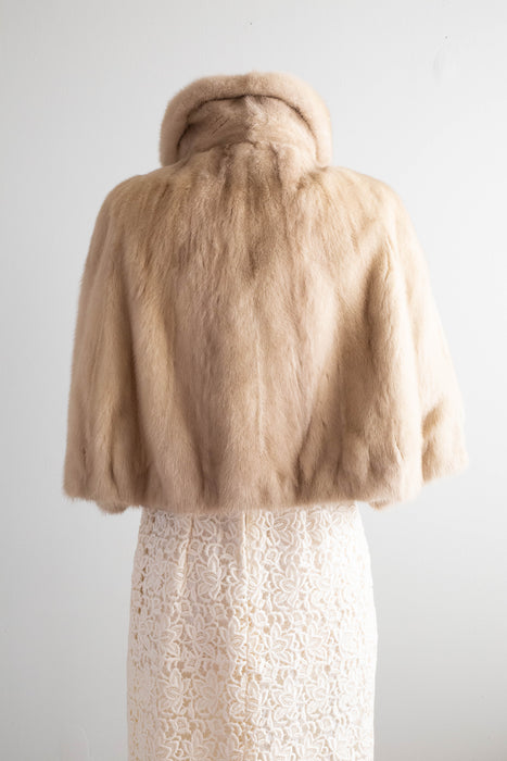 Glamorous 1950's Champagne Mink Cape Jacket / OSFM