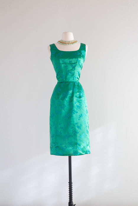 Gorgeous Jade Green Chinese Silk Cocktail Dress With Matching Jacket / SM