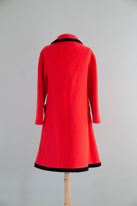 Iconic 1960's Lipstick Red Wool Mod Coat By Printzess Fashions / ML