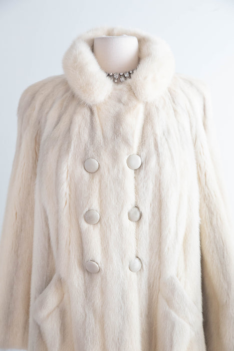 Glamorous 1960's Ivory Pearl Double Breasted Jacket From Schumacher / M