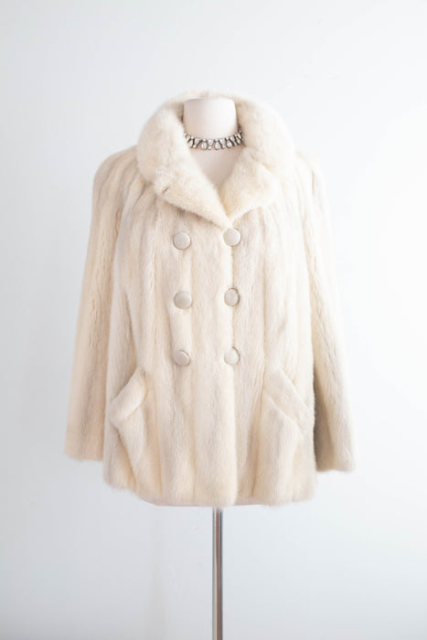 Glamorous 1960's Ivory Pearl Double Breasted Jacket From Schumacher / M