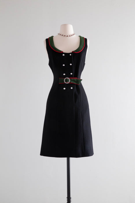 Fabulous 1960's Era Austrian Wool Holiday Dress / Medium