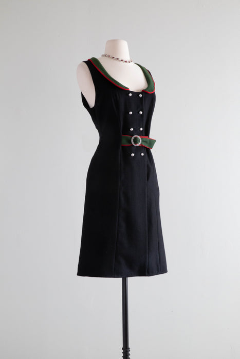 Fabulous 1960's Era Austrian Wool Holiday Dress / Medium