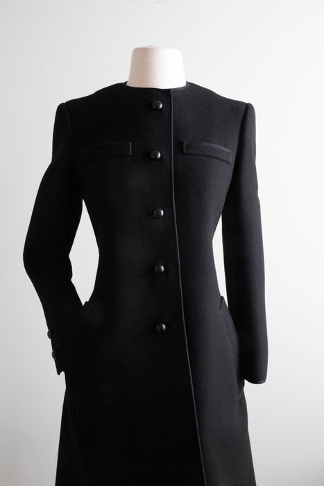 Impeccable Late 1960's Geoffrey Beene Structured Black Wool Coat / SM