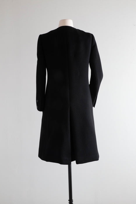 Impeccable Late 1960's Geoffrey Beene Structured Black Wool Coat / SM