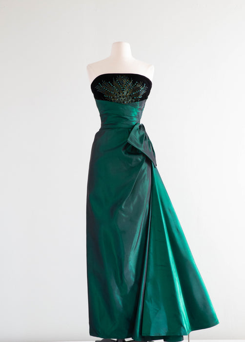 Fabulous Old Hollywood Velvet Evening Gown With Emerald Taffeta Skirt Xtabay Vintage Fabulous Old Hollywood Velvet Evening Gown With Emerald Taffeta Skirt Xtabay Vintage
