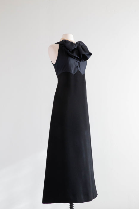 Elegant Late 1960's Geoffrey Beene Black Tie Evening Gown / M