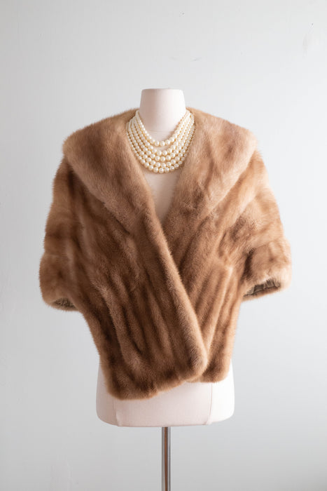 Fabulous 1950's Autumn Haze Mink Wrap With Pockets / OS