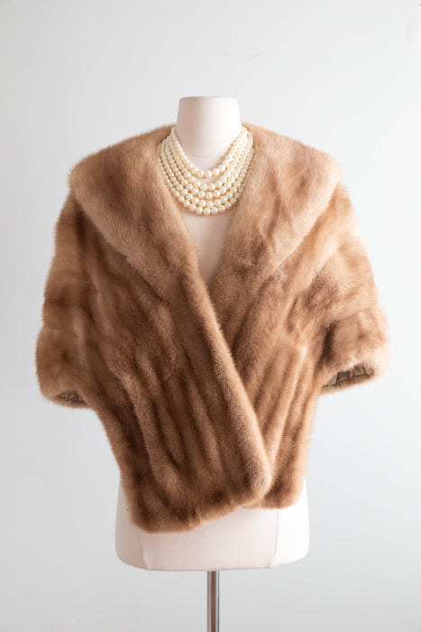 Fabulous 1950's Autumn Haze Mink Wrap With Pockets / OS