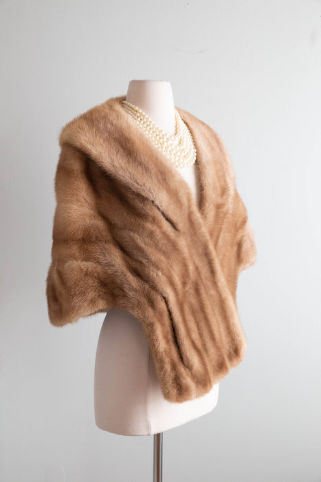 Fabulous 1950's Autumn Haze Mink Wrap With Pockets / OS