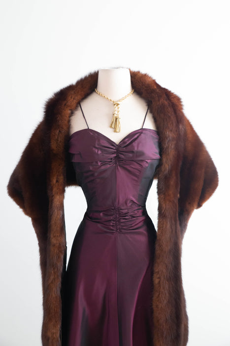 Gorgeous 1950's Extra Long Mahogany Mink Wrap / OS