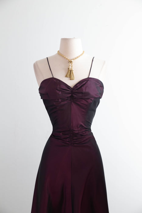 Vintage 1950s Fred Perlberg “Dance Original” Crimson Taffeta Evening Gown / Small