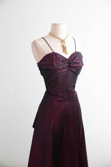 Vintage 1950s Fred Perlberg “Dance Original” Crimson Taffeta Evening Gown / Small