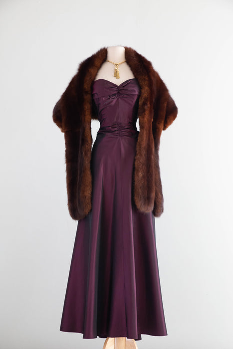 Gorgeous 1950's Extra Long Mahogany Mink Wrap / OS