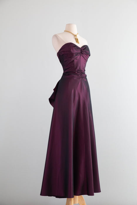 Vintage 1950s Fred Perlberg “Dance Original” Crimson Taffeta Evening Gown / Small