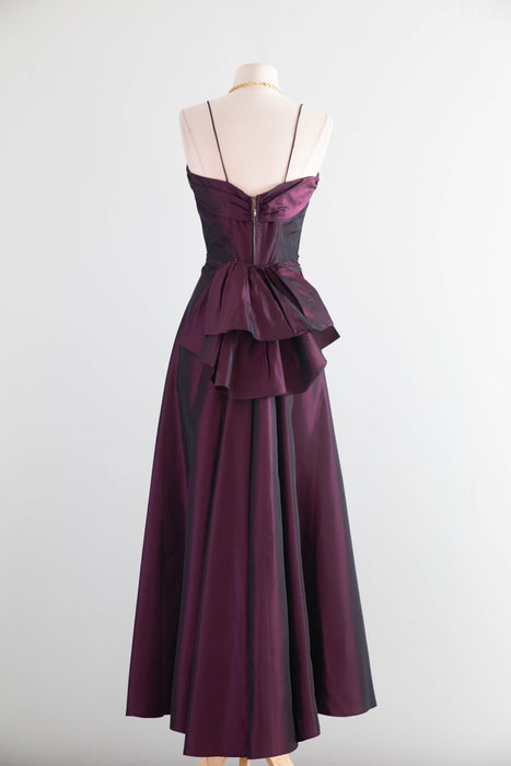 Vintage 1950s Fred Perlberg “Dance Original” Crimson Taffeta Evening Gown / Small