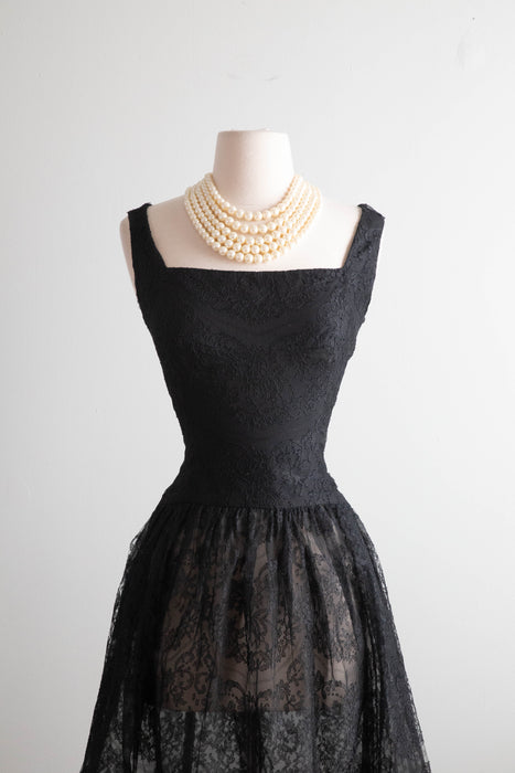 Rare 1950's French Couture Lace Cocktail Dress Attributed To Givenchy / Small