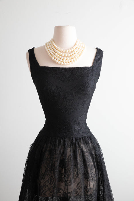 Rare 1950's French Couture Lace Cocktail Dress Attributed To Givenchy / Small