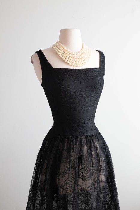 Rare 1950's French Couture Lace Cocktail Dress Attributed To Givenchy / Small