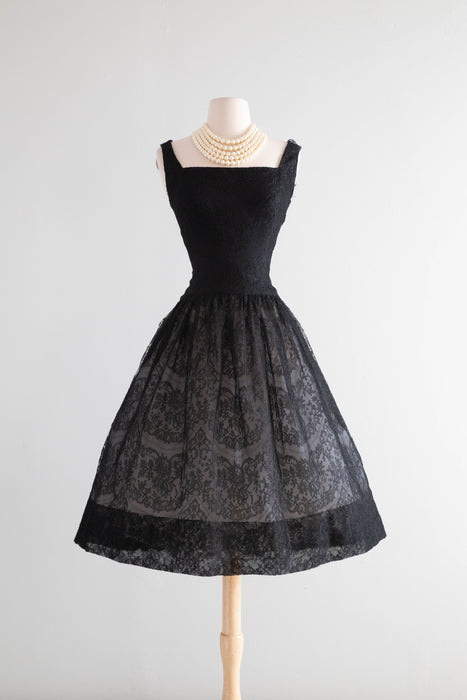 Rare 1950's French Couture Lace Cocktail Dress Attributed To Givenchy / Small