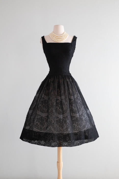 Rare 1950's French Couture Lace Cocktail Dress Attributed To Givenchy / Small