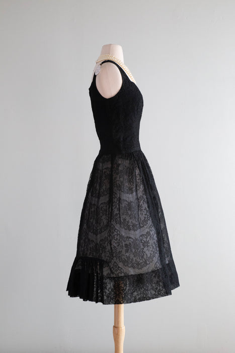 Rare 1950's French Couture Lace Cocktail Dress Attributed To Givenchy / Small