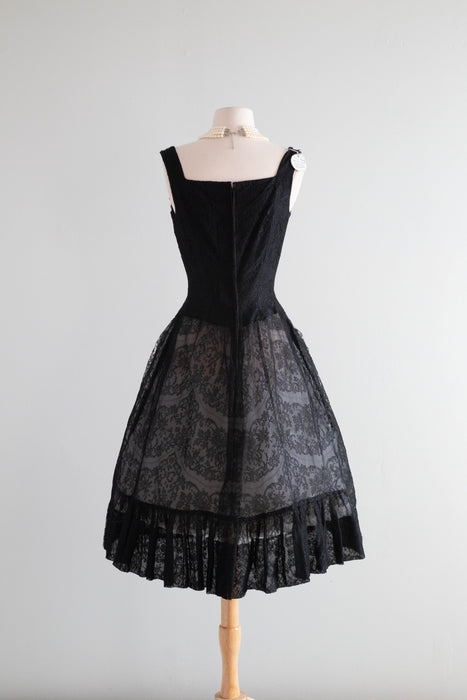 Rare 1950's French Couture Lace Cocktail Dress Attributed To Givenchy / Small