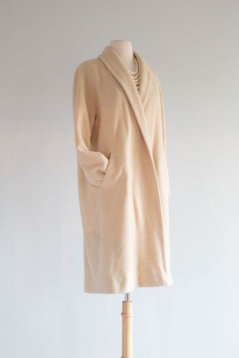 Luxurious 1950's Bone Cashmere Cocoon Coat / SM