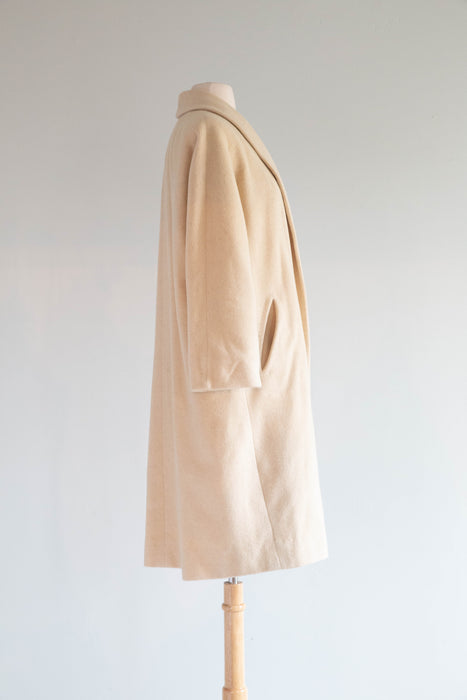 Luxurious 1950's Bone Cashmere Cocoon Coat / SM