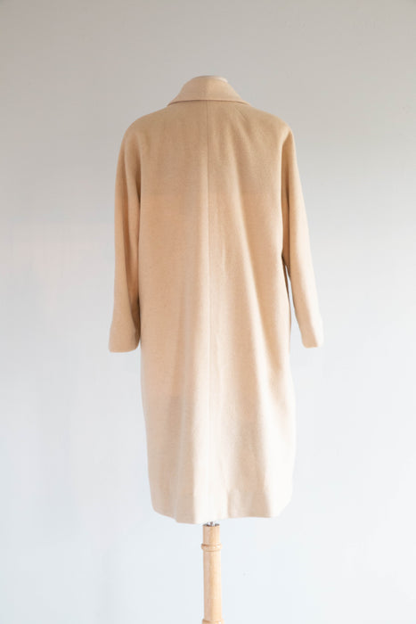 Luxurious 1950's Bone Cashmere Cocoon Coat / SM