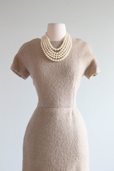 Elegant 1950's Wool Boucle Dress & Matching Jacket by Larry Aldrich / Medium