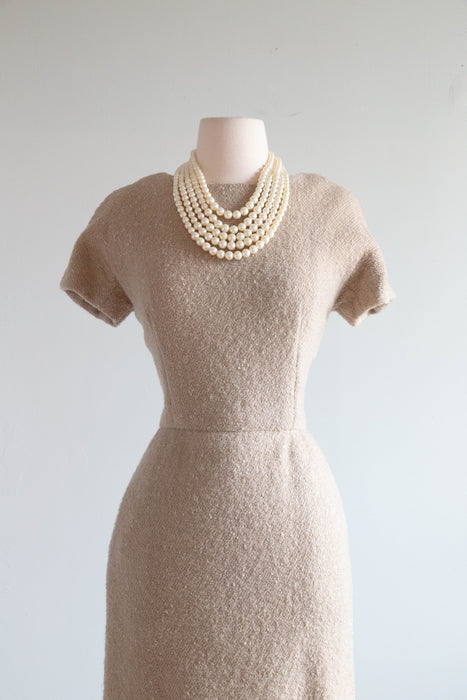 Elegant 1950's Wool Boucle Dress & Matching Jacket by Larry Aldrich / Medium