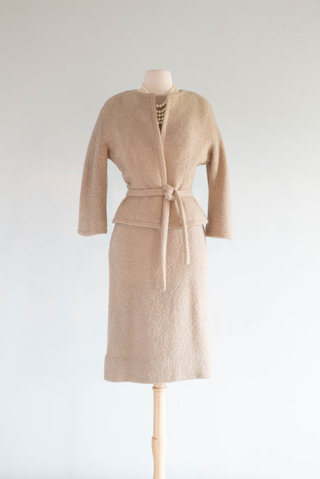 Elegant 1950's Wool Boucle Dress & Matching Jacket by Larry Aldrich / Medium