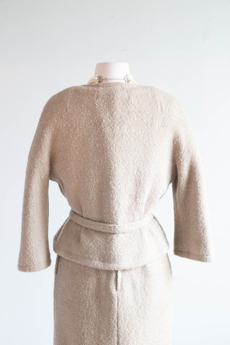 Elegant 1950's Wool Boucle Dress & Matching Jacket by Larry Aldrich / Medium