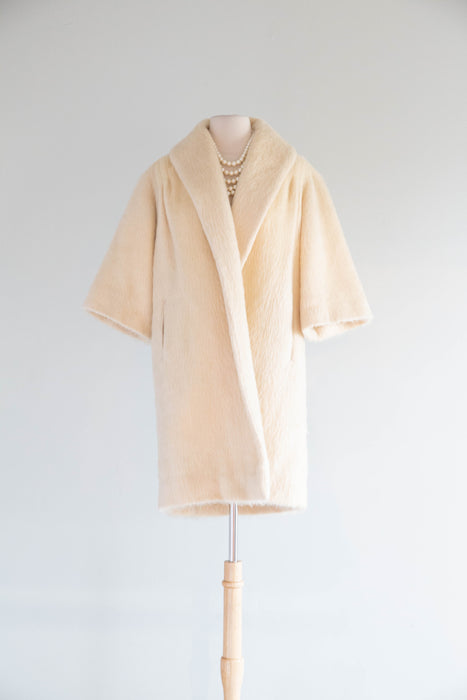 Dreamy Early 1960's Pastel Candy 🍭 Striped Ivory Lilli Ann Cocoon Coat / Petite SM