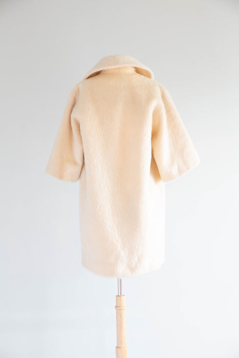 Dreamy Early 1960's Pastel Candy 🍭 Striped Ivory Lilli Ann Cocoon Coat / Petite SM