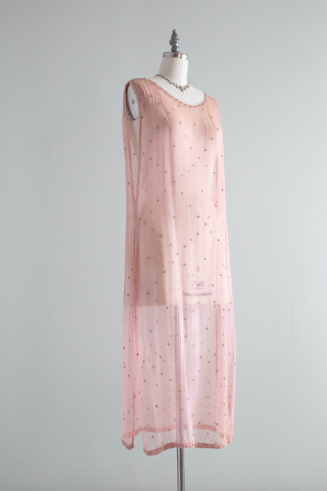 Ethereal 1920's Peony Pink Silk Chiffon Evening Dress AS_IS / Small