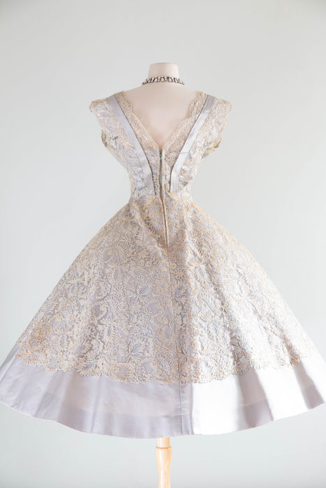 Breathtaking 1950's Werle' Beverly Hills Couture Silk Party Dress / M