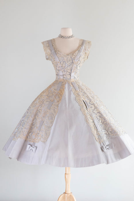 Breathtaking 1950's Werle' Beverly Hills Couture Silk Party Dress / M